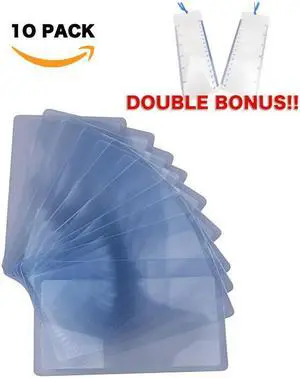 MagniPros Pack of 12 Credit Card Sized Magnifying Lenses with 3 Bonus Pouch- 3X Enlarge 300%