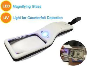 MagniPros 5x Ultra Bright Portable Magnifier- Multifunctional Portable LED Magnifying Glass & UV Light Detection