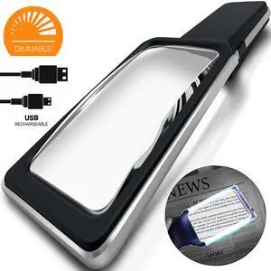 [Rechargeable] 4X Magnifying Glass with [10 Anti-Glare & Fully Dimmable LEDs]-Evenly Lit Viewing Area-The Brightest & Best Reading Magnifier for Small Prints, Low Vision Seniors, Macular Degeneration