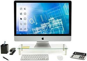 Mount-It! Glass Monitor Stand Laptop Stand, Ergonomic Desk Riser and Organizer, 22 Inches Wide Tempered Glass, 44 Lb Carrying Capacity (MI-7263)