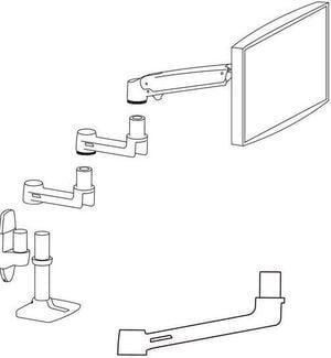 Ergotron LX - Mounting component (end cap, 9" extension arm) - for LCD display - aluminium - black - arm mountable