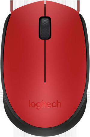 Logitech M171 - Mouse - wireless - 2.4 GHz - USB wireless receiver - black, red