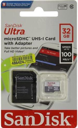 SanDisk 32GB Ultra UHS-I microSDHC Memory Card with SD Adapter