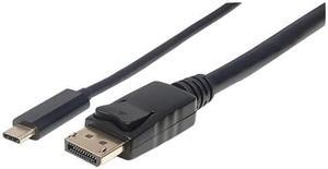 Manhattan Products USB-C Male to DisplayPort (DP) Male Adapter Cable, Converts a DP Alt Mode Signal to a DisplayPort 4K Output, 3 ft (1 m), Black
