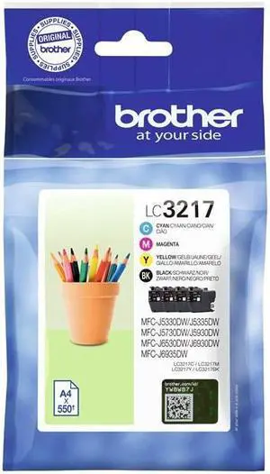 Brother LC3217VAL Ink Cartridges 500 Pages for Brother Business InkJet Printer Black/Cyan/Magenta/Yellow