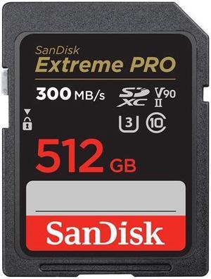 SanDisk Extreme Pro - Flash memory card - 512 GB - Video Class V90 / UHS-II U3 / Class10 - 1733x/2000x - SDXC UHS-II