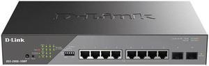 D-Link DSS 200G-10MP - Switch - Managed - 8 x 10/100/1000 (PoE) + 2 x Gigabit SFP - rack-mountable - PoE (130 W)