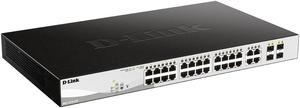 d-link dgs-1210-24p 24-port gigabit poe smart managed switch with 4 sfp ports (12 x poe ports), 193 w power budget, enhanced l2 switching and security