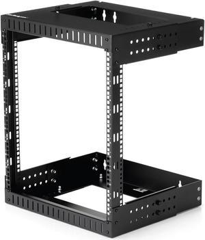 StarTech.com 12U 19" Wall Mount Network Rack, Adjustable Depth 12-20" 2 Post Open Frame Server Room Rack for AV/Data/ IT