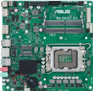ASUS Pro H610T D4-CSM - Motherboard - Thin mini ITX - LGA1700 Socket - H610 Chipset - USB 3.2 Gen 1, USB 3.2 Gen 2 - Gig