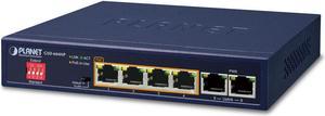 planet 4-port 10/100/1000t 802.3at poe + 2-port 10/100/1000t, gsd-604hp (poe + 2-port 10/100/1000t desktop switch (55w poe budget, external power supply))