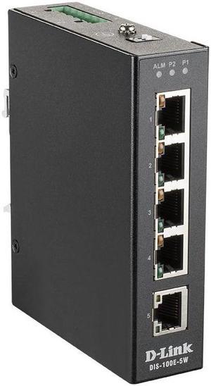 D-Link DIS 100E-5W - Switch - unmanaged - 5 x 10/100 - DIN rail mountable, wall-mountable - DC power