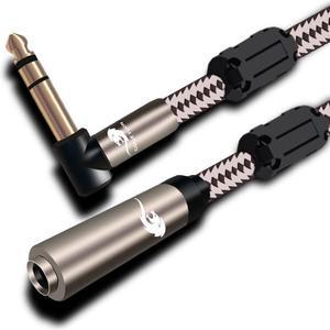 Stereo 6.35mm Extension Cable Angled 6.3 TRS Jack 1/4" Male to Female for Monitor Headphone Audio Cable Hifi (1pcs)