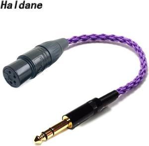 Haldane HIFI 6.35mm 1/4 Male to 4 Pin XLR Female Balanced Connect TRS Audio Adapter Cable 6.35mm to XLR Silver Plated Connector (1pcs)