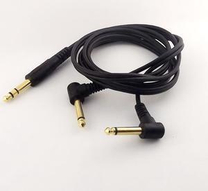 1pc Gold 6.35mm Plug Stereo TRS to 2x 1/4" Mono TS Male Right Angle Audio Cable 5ft