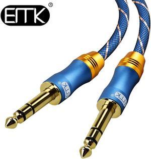 EMK 6.35mm 1/4" Male to Male TRS Stereo Audio Cable with Metal Housing and Nylon Braid for iPod, Laptop,Home Theater Device (1pcs)