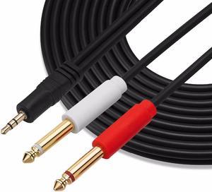 LBSC Gold Plated 3.5 mm TRS to Dual 1/4 inch TS Premium Stereo Breakout Cable for Connecting iPhones, iPods, iPads, Mac, Laptop, (1pcs)