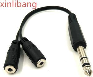 6.35mm 1/4 inch TRS Stereo Jack Male to 2 Dual 3.5mm (Mini) 1/8" Stereo Female Y Splitter Cable 20cm/8inch (1pcs)