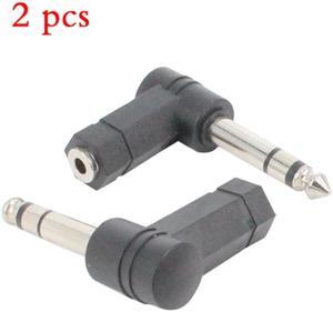 2 Pcs 90 Degrees 3.5mm Female to 6.35/6.5mm 1/4" Mono Stereo Male Speaker Audio Adapter Plug 3.5mm 1/8" Stereo TRS Connector