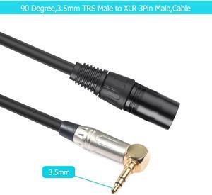 0.3m 90 Degree 3.5mm Stereo TRS Male to XLR 3Pin Male Audio Cable Wire Cord (1pcs)