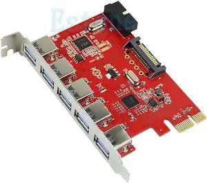 5 Port PCI-E PCI Express To USB3.0 + 20Pin HUB 5Gbps Card Adapter For WIN 7 8