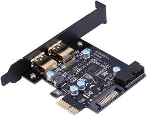 VAKIND USB 3.0 PCI-E Expansion Card Adapter External 2 Port USB3.0 Hub Internal 19pin Header PCI-E Card Power Connector