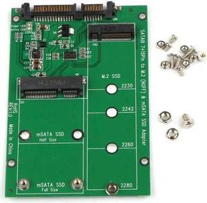 2 in 1 Mini PCI-E 2 Lane M.2 And mSATA SSD To SATA III 7+15 Pin Adapter
