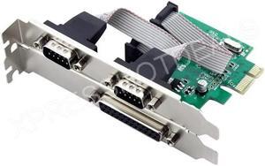 2 Ports RS-232 Serial COM & 1 Port Printer Parallel LPT Port to PCI-E Adapter