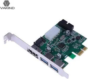 Desktop Computer PCI-E PCI Express 2P USB 3.0+ 19Pin USB 3.0+ External Power eSATA UPD720201 Chip Extension Card Hard Drive