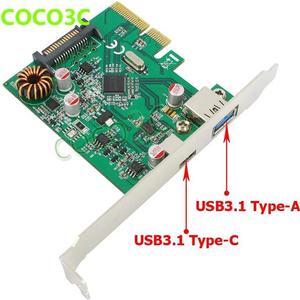 10Gbps USB3.1 Type C Type A Converter Adapter PCI Express X4 To USB3.1 Type C+A PCI-e Controller Card