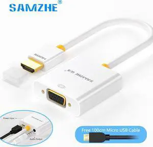 SAMZHE HDMI to VGA Converter hdmi vga Adapter 1080P with Power Audio output cable for PS4 laptop computer Monitor XBOX TV box