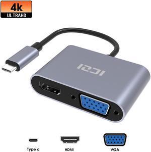 ICZI 4K USB C to HDMI VGA (Thunderbolt 3 Compatible) Adapter for Samsung Note 9 s8 s9 Huawei P20/Pro Macbook Pro 2018/2017 iMac