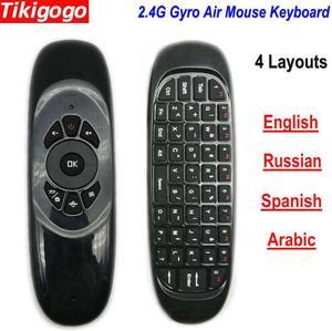 Tikigogo C120 English Russian Spanish Arabic Layout 2.4G Gyro air mouse remote control mini Keyboard for Android Smart TV Box PC