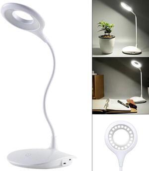 LED Table Lamp Touch Gooseneck Desktop Ring Light USB Rechargeable 1200mAh Battery Study Reading Bedroom Light