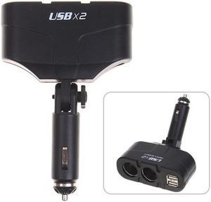 Car Charger Lighter Socket Splitter 2-Port Adapter Two USB Ports Plug-in Black Power Multi Outlet N5O for Samsung Galaxy Note8, S5 S6 Edge Edge+ S7 Edge S8 S8+, S9 S9+ - ZTE Blade X MAX