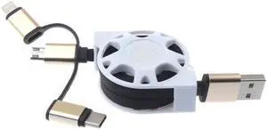 Retractable 3-in-1 USB Cable Charge Sync Power Wire Cord w Fast Charging Compatible With Motorola Moto Z3 Play G6