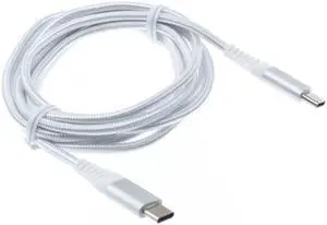 6ft Long Braided Type-C Cable [C-to-C] White USB Wire Sync USB-C Power Data Cord Compatible With Lenovo Moto Tab (10.1)