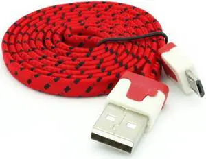 Red Braided USB Cable Rapid Charger Sync Power Wire Tangle Free Flat Cord Compatible With ZTE ZPad 8