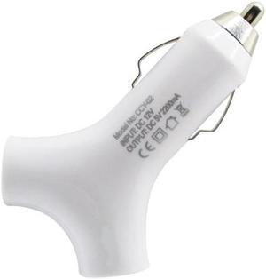 2.2Amp Rapid Car Charger Socket 2-Port USB Power Adapter Compact White Compatible With ZTE ZPad 8