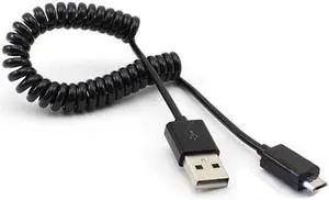 Black Coiled Micro USB Cable Rapid Charge Power Wire Sync Data Transfer Cord Compatible With Huawei Mate SE