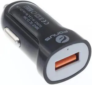 18W Adaptive Fast QC USB DC Car Charger Smart Detect Compact [Black] Compatible With Essential Phone (PH-1)