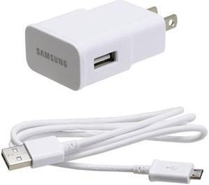 OEM Home Wall Travel AC Charger USB Adapter Data Cable Sync Cord White Compatible With Samsung Galaxy J7 2018 Refine