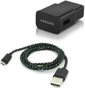 Home Wall Adaptive Fast Charger 6ft USB Cable Sync Wire Braided MicroUSB Cord Compatible With Huawei Mate SE
