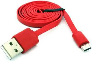 Red 3ft Flat USB Cable Rapid Charge Power Wire Sync Cord Compatible With Samsung Galaxy J7 (2018) Refine