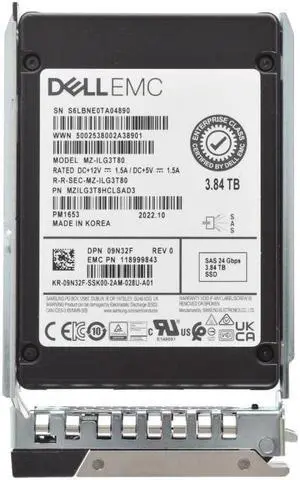 Dell 9N32F 3.84TB SAS-24Gbps ISE Read Intensive 512e 2.5 Inch 1 DWPD SSD