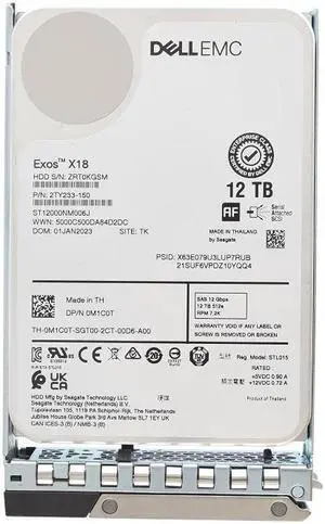 Dell EMC M1C0T Exos X18 12TB SAS-12Gbps 7.2K 512e 3.5inch Hot Plug Hard Drive with Kit