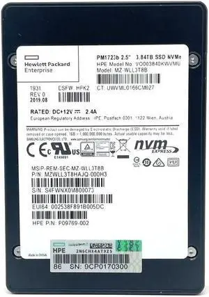 Samsung PM1723B MZWLL3T8HAJQ-000H3 - SSD - 3.84 TB - PCIe 3.0 x4 (NVMe) - HPE OEM Refurbished