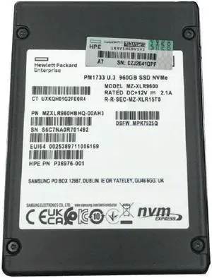 Samsung PM1733 MZXL5960HBHQ-00AH3 - SSD - 960 GB - Pci Express (NVMe) - HPE OEM Refurbished