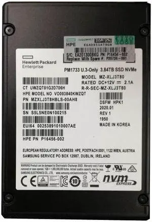 Samsung PM1733 MZ-XLJ3T80 - SSD - 3.84 TB - PCIe 4.0 x4 (NVMe) - HPE OEM Refurbished