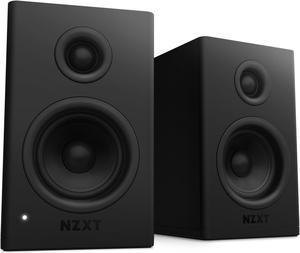 NZXT Relay PC Gaming Desktop Speakers - Full-Range Sound - 80 Watts - High Dynamic Range - Silk Dome Tweeters - Glass Fiber Woofers - High-Quality MDF Construction - Bookshelf-Style Design - Black